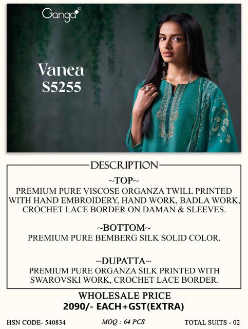 Ganga vanea 5255 buy wholesale dress materials online